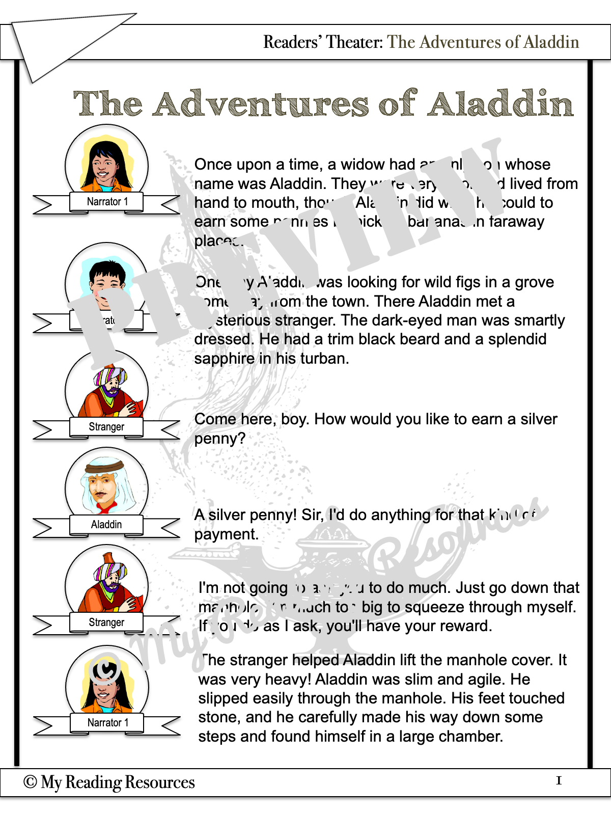 The Adventures Of Aladdin Readers' Theater Script - My Reading Resources