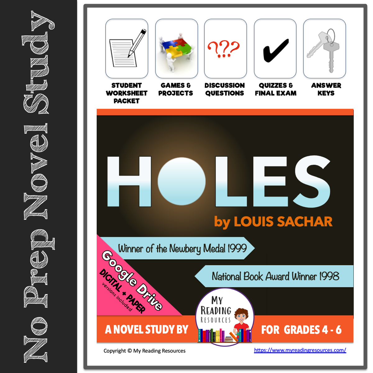 Holes Unit Plan - Louis Sachar Novel Study Reading Unit - Digital